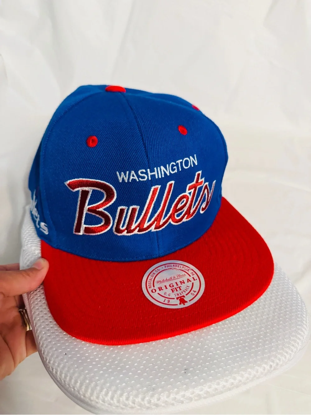 Mitchell & Ness Washington Bullets Snapback Hat NBA HWC Blue Red Green Brim